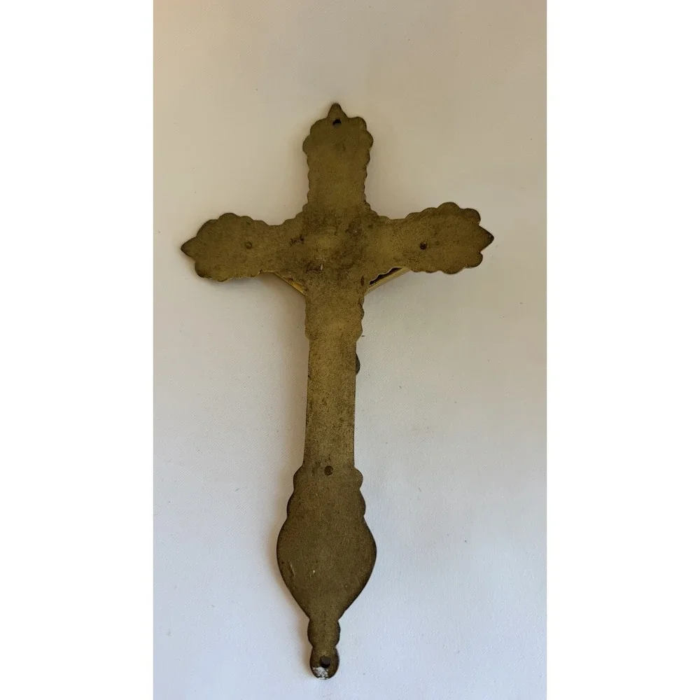 Vintage Brass Crucifix Cross Religious Jesus Christ Wall Hanging  8